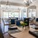 a spacious dining area with ample lighting